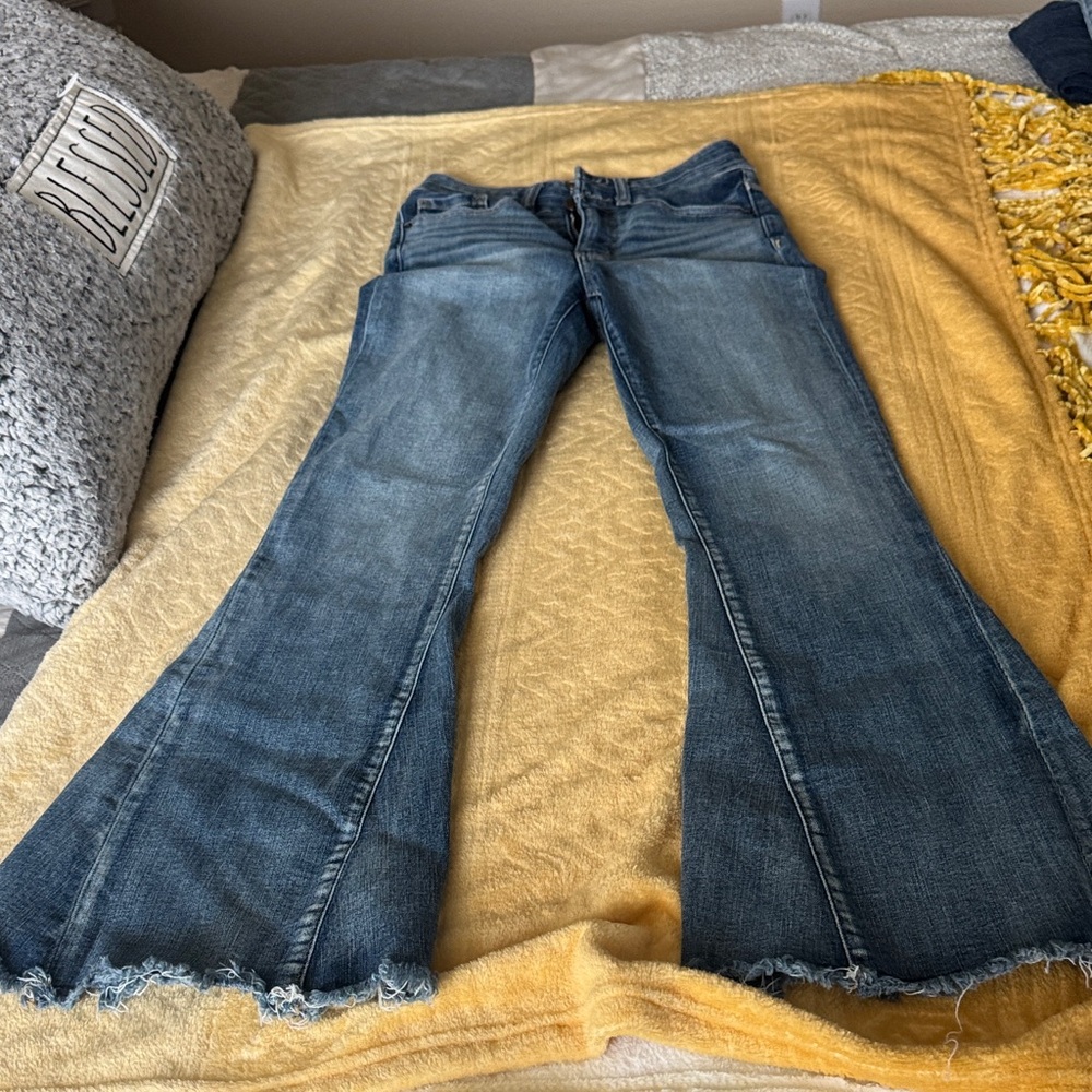 BKE Distressed Blue Flare Jeans